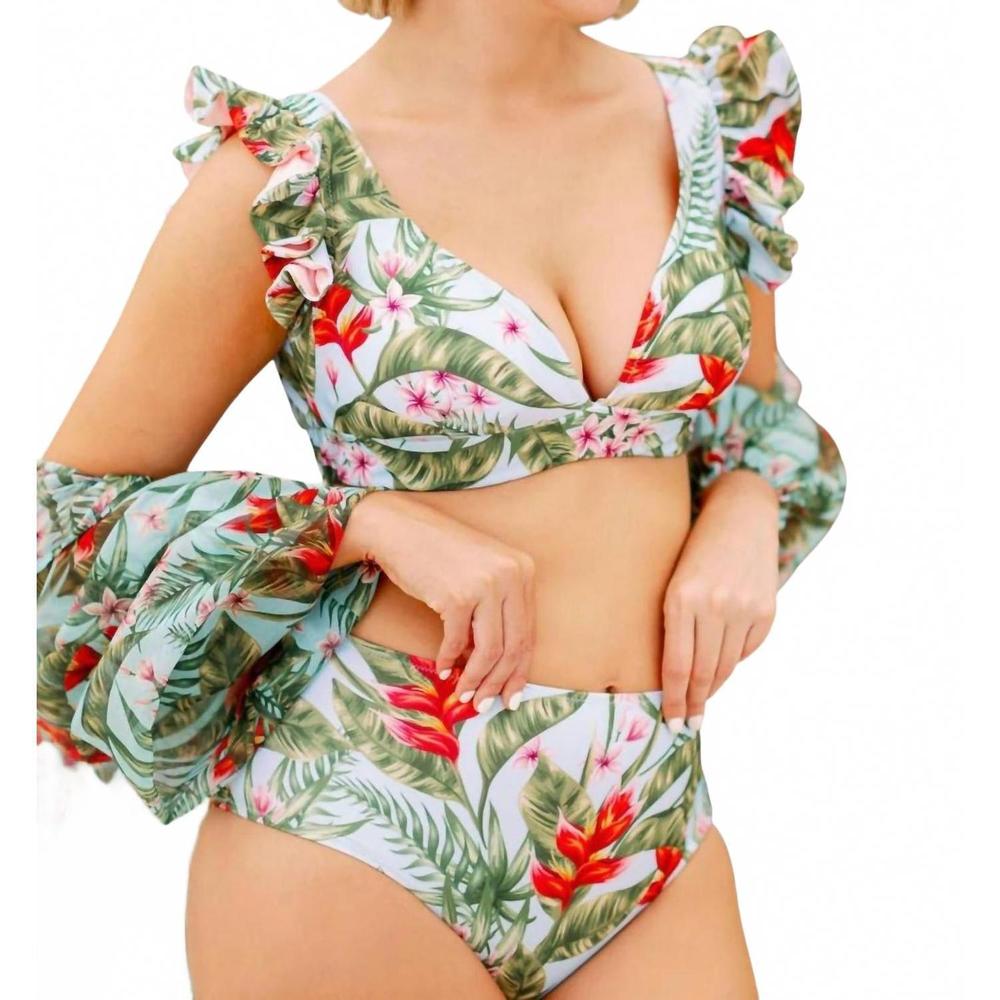 NEW LIA SAHARA high waist bikini bottom in heliconia
